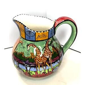 Signed 2000 Safari Splendor Artisian Inspired Pitcher Disney Animal Kingdom